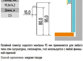 Плинтус потайной КТМ-2000 ПП95-01А (серебро)